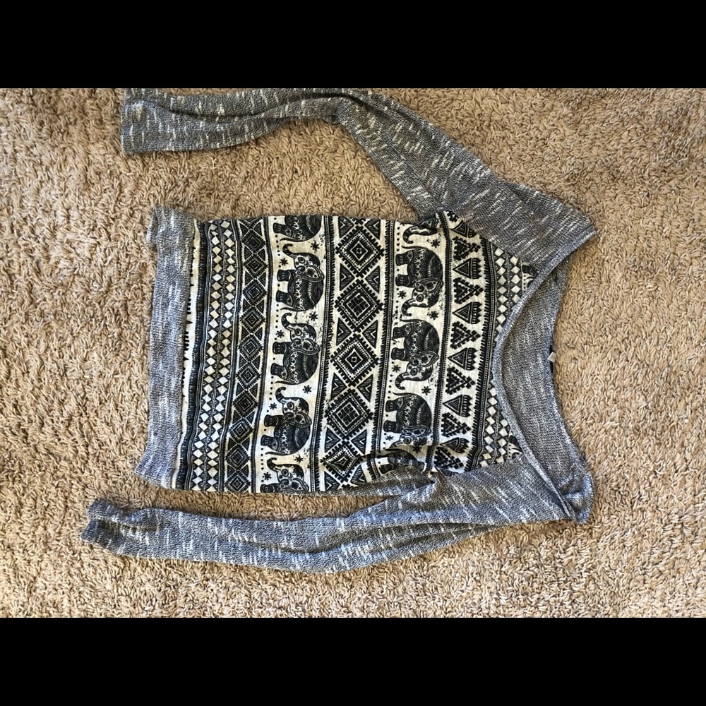 Elephant/Tribal Pattern Fitted Long Sleeve